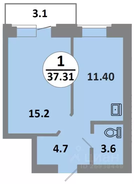 1-к кв. Красноярский край, Красноярск Соколовская ул., 52 (35.2 м) - Фото 0