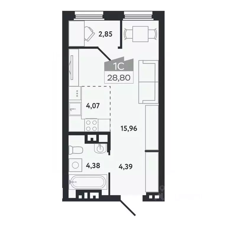 Студия Томская область, Томск Черемошники мкр, ул. Бердская, 14/3 ... - Фото 1