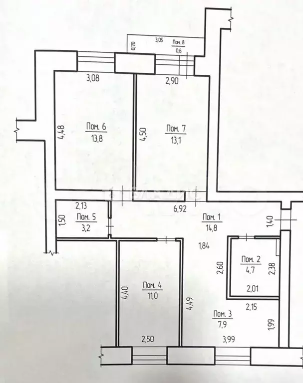 3-к. квартира, 68,5 м, 3/4 эт. - Фото 0