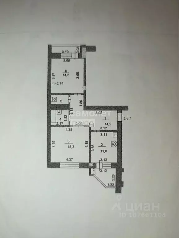 2-к кв. Липецкая область, Липецк ул. П.И. Смородина, 11 (64.5 м) - Фото 2