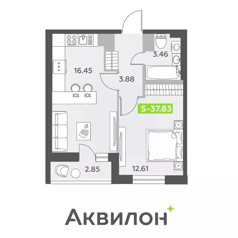 2-к кв. Санкт-Петербург пос. Шушары,  (37.83 м) - Фото 0