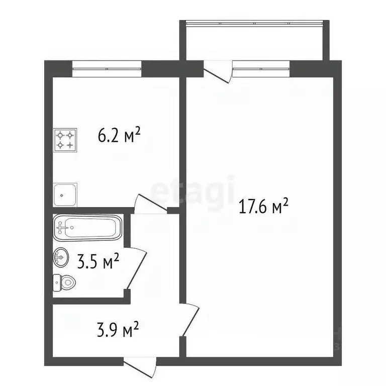 1-к кв. Красноярский край, Красноярск ул. Энергетиков, 30 (30.3 м) - Фото 2