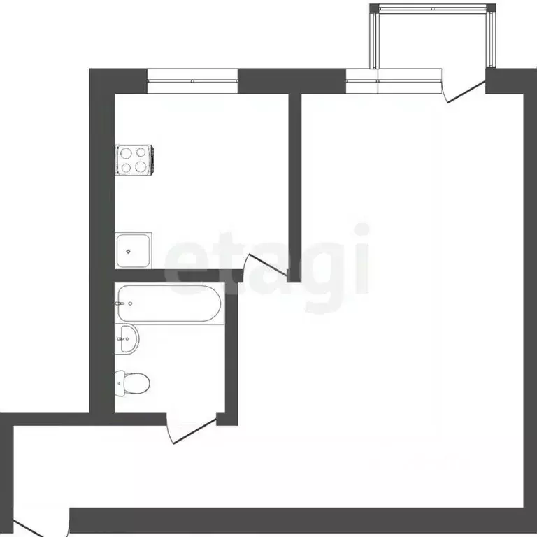 1-к кв. Тюменская область, Тюмень ул. Луначарского, 59 (31.5 м) - Фото 2