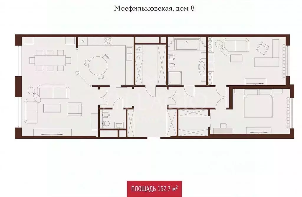 3-к кв. Москва Мосфильмовская ул., 8 (152.7 м) - Фото 1