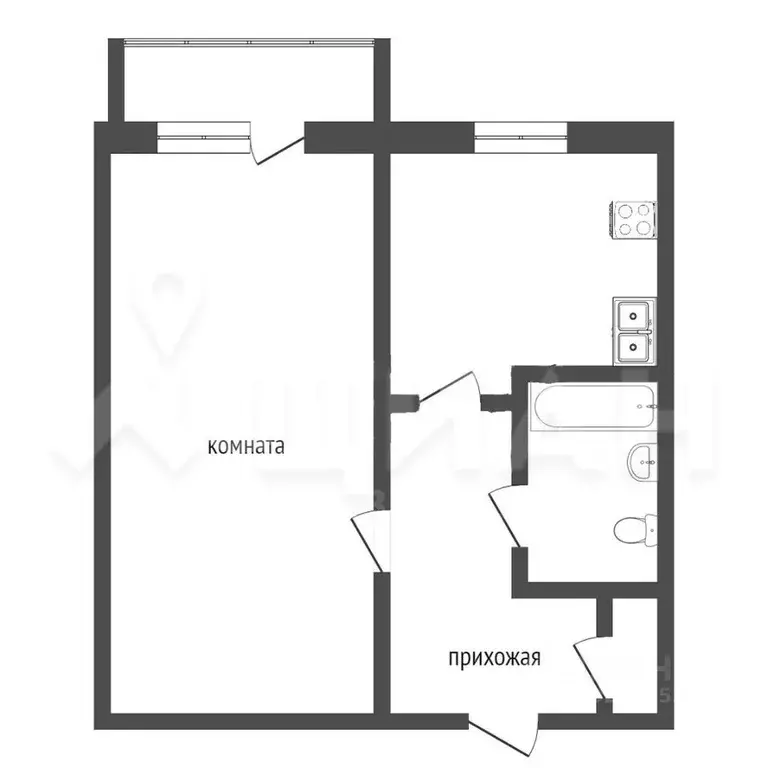 1-к кв. Татарстан, Альметьевск ул. Белоглазова, 50 (32.0 м) - Фото 1