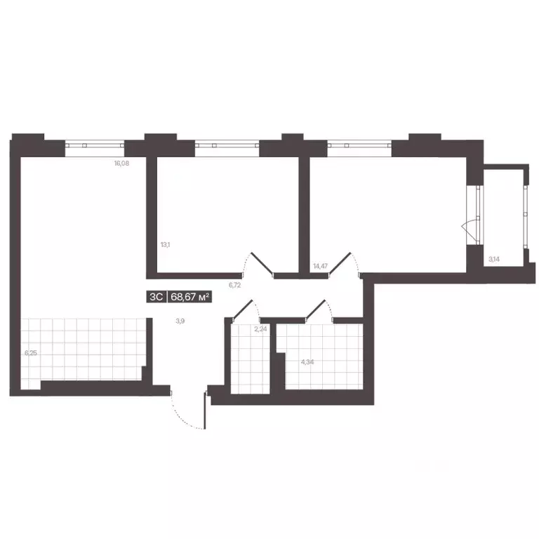 3-к кв. Кемеровская область, Кемерово 6/2 мкр, Моне жилой комплекс ... - Фото 2