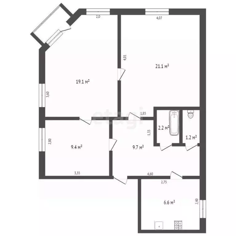 3-к кв. Брянская область, Брянск ул. Фокина, 50 (69.3 м) - Фото 1