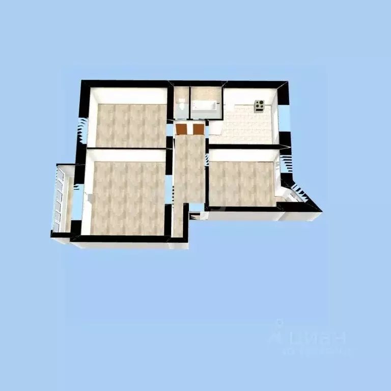 3-к кв. Башкортостан, с. Кармаскалы ул. Кирова, 41 (60.9 м) - Фото 1