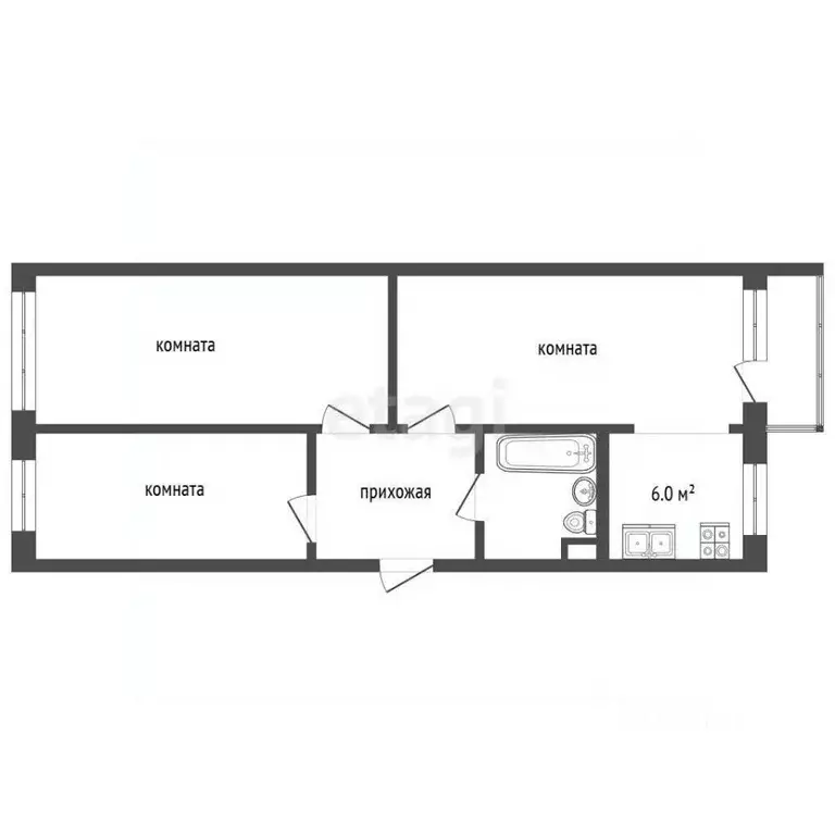 3-к кв. Вологодская область, Вологда ул. Текстильщиков, 21Б (63.4 м) - Фото 1