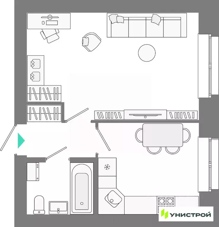 1-к кв. Татарстан, Казань Лето жилой комплекс (36.88 м) - Фото 1