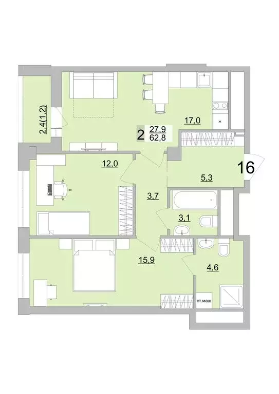 2-комнатная квартира: Екатеринбург, Черкасская улица, 5к3 (62.8 м) - Фото 0
