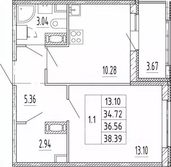 1-к кв. Санкт-Петербург аллея Арцеуловская, 7к2 (37.0 м) - Фото 1