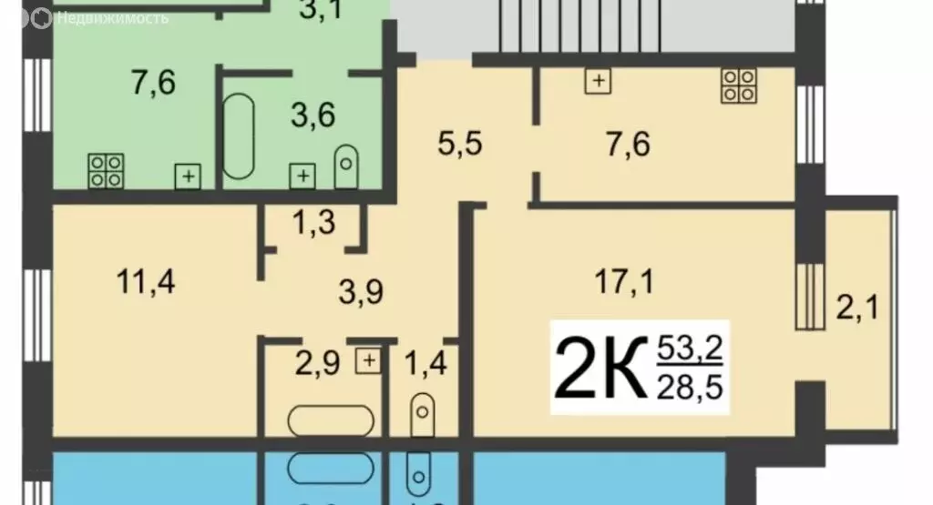 2-комнатная квартира: Нижний Новгород, проспект Героев, 23 (50.9 м) - Фото 0