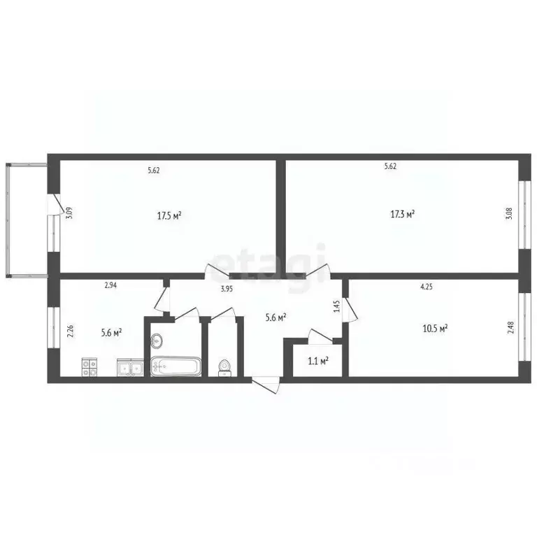 3-к кв. Крым, Керчь ул. Кирова, 163 (60.8 м) - Фото 1