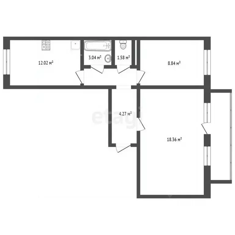 2-к кв. Ямало-Ненецкий АО, Новый Уренгой Дружба мкр, 6/2 (64.0 м) - Фото 2