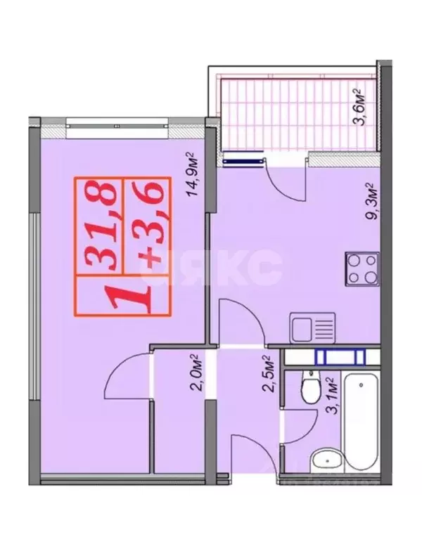 1-к кв. Краснодарский край, Анапа Владимирская ул., 150 (35.4 м) - Фото 2