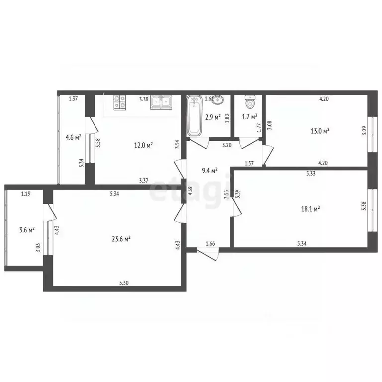 3-к кв. Башкортостан, Стерлитамак ул. Артема, 74 (80.7 м) - Фото 2