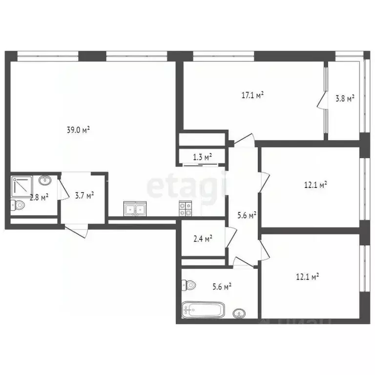 3-к кв. Тюменская область, Тюмень ДОК мкр, ул. Воронинская, 45 (105.7 ... - Фото 2