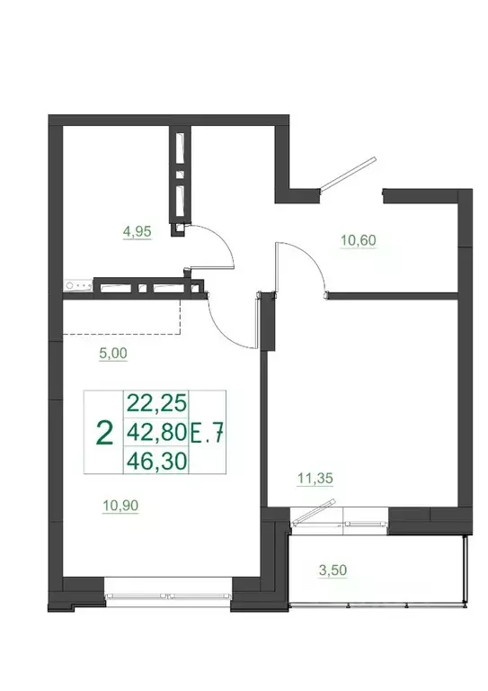 2-к кв. Красноярский край, Красноярск Мясокомбинат мкр, 1 (46.3 м) - Фото 1