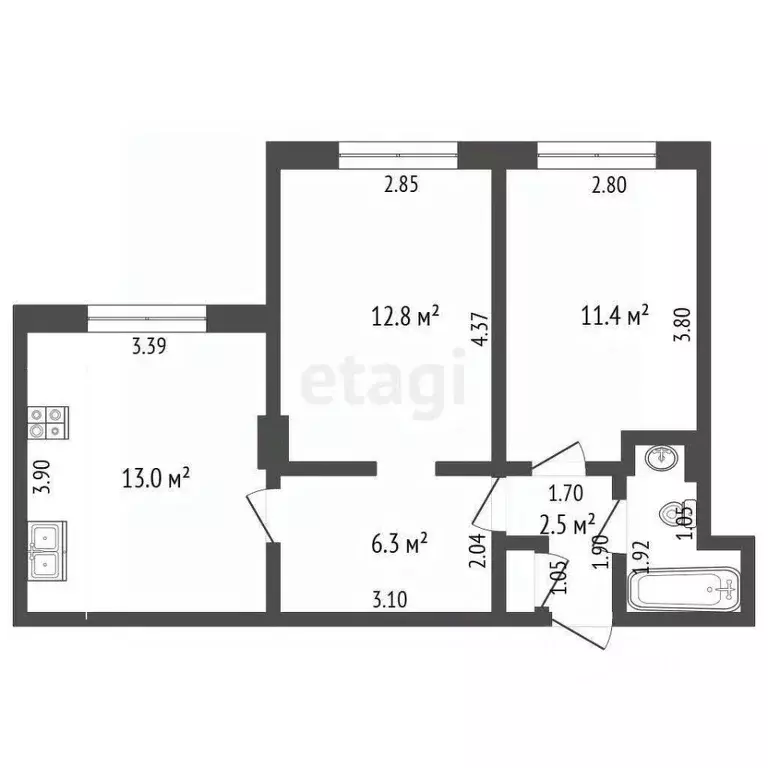 2-к кв. Владимирская область, Меленки ул. Кирова, 99 (49.7 м) - Фото 1