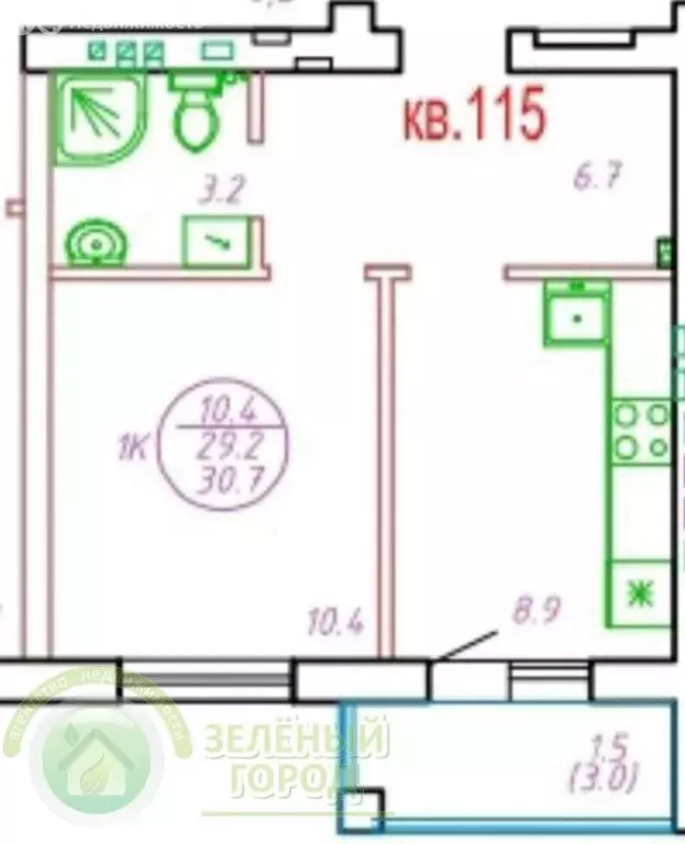 1-комнатная квартира: Пионерский, Октябрьская улица, 2Б (31 м) - Фото 0