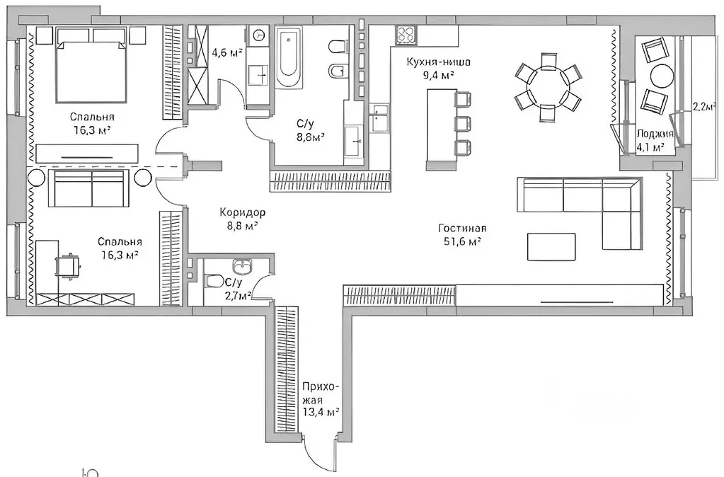 3-к кв. Новосибирская область, Новосибирск Дачное ш., 22/3 (132.0 м) - Фото 1