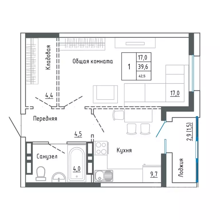 1-к кв. Приморский край, Уссурийск ул. Александра Францева, 44 (42.8 ... - Фото 0