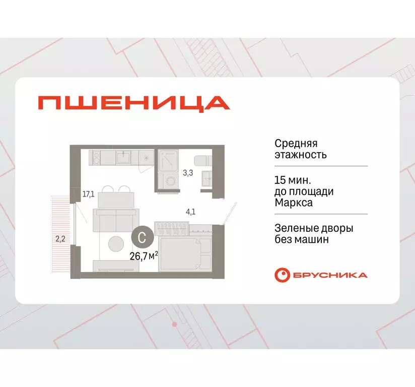 Квартира-студия: Новосибирский район, рабочий посёлок Краснообск, 3-й ... - Фото 0