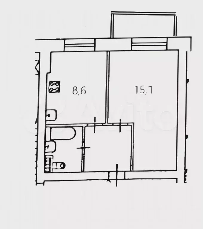 1-к. квартира, 30,1 м, 4/9 эт. - Фото 1