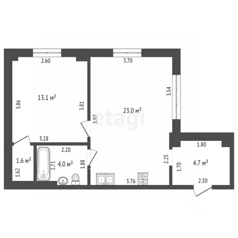 2-к кв. Крым, Ялта ул. Достоевского, 18Д (45.0 м) - Фото 1