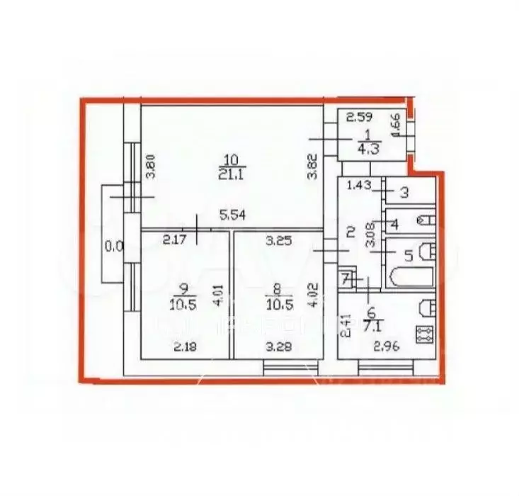 3-к. квартира, 60,3 м, 2/9 эт. - Фото 0