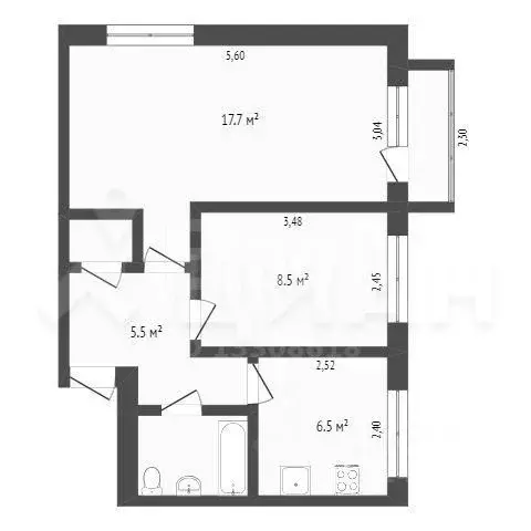 2-к кв. Омская область, Омск Волочаевская ул., 15А (45.0 м) - Фото 1