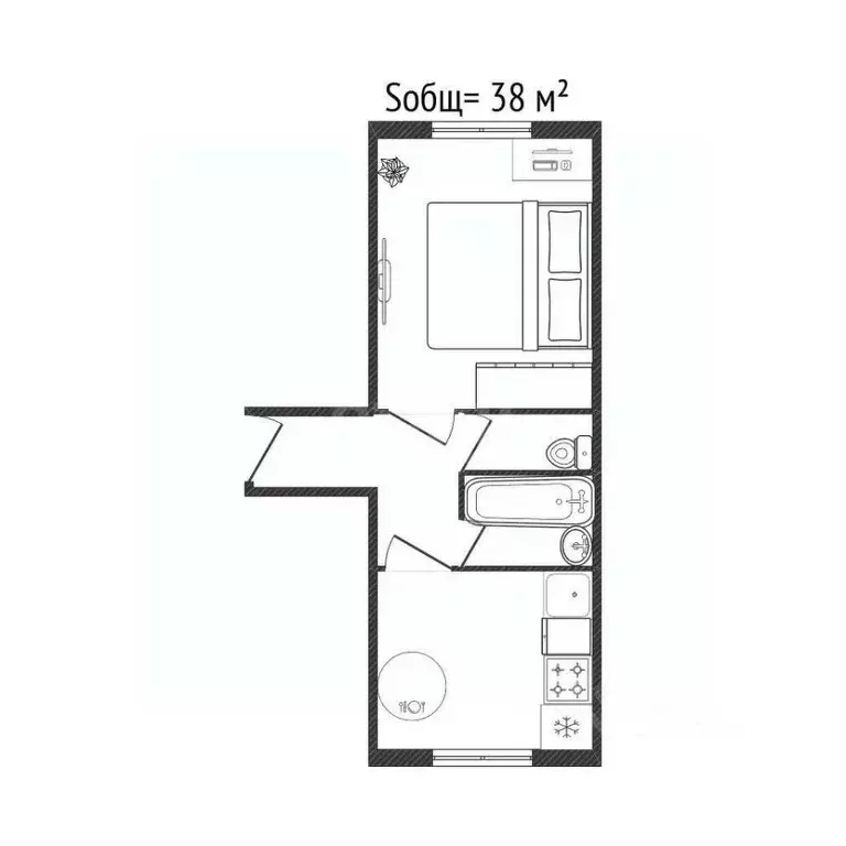 1-к кв. Брянская область, Брянск Почтовая ул., 146А (38.0 м) - Фото 1
