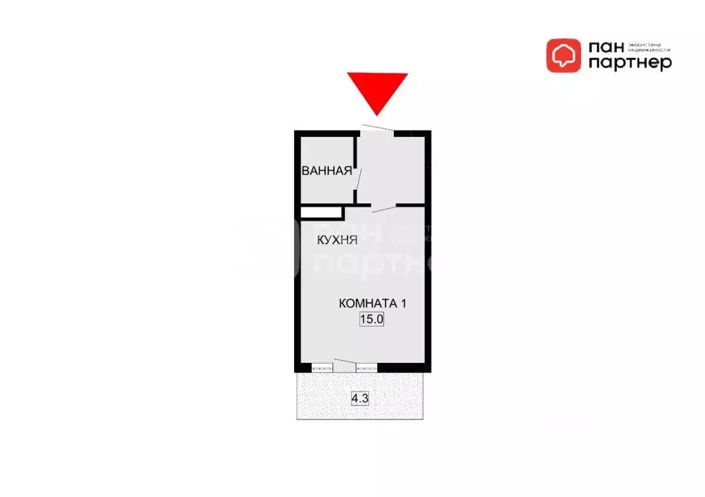 Студия Санкт-Петербург ул. Плесецкая, 6 (22.2 м) - Фото 1