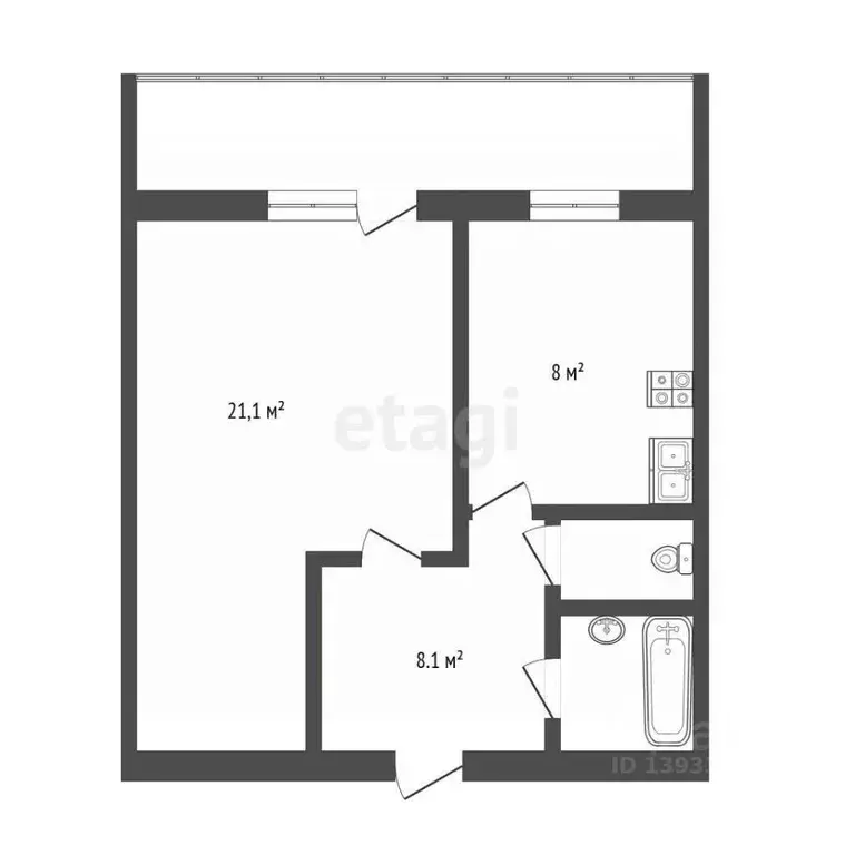 1-к кв. Тюменская область, Тюмень ул. Станционная, 26В (34.0 м) - Фото 1