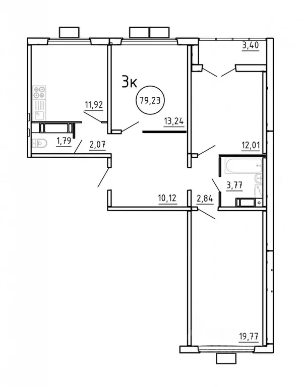 3-к кв. Челябинская область, Челябинск ул. Блюхера, 2.3.1 (79.23 м) - Фото 0