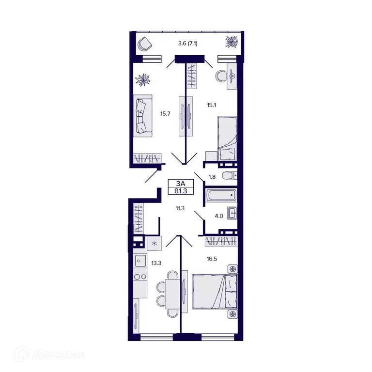 Продаётся 3-к квартира, 81.3 м - Фото 1
