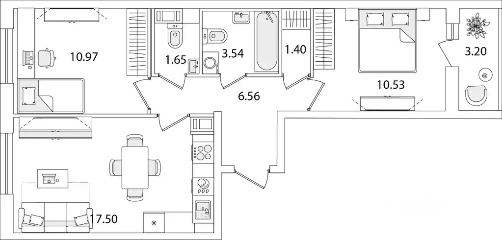 2-к кв. санкт-петербург ул. тамбасова, 5н (53.63 м) - Фото 0