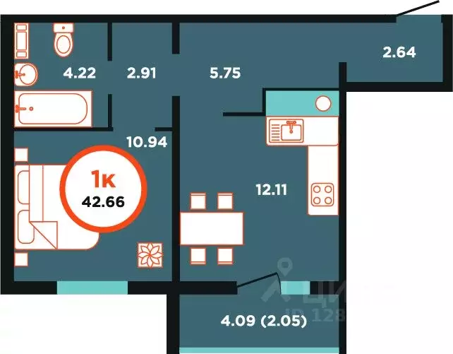 1-к кв. Калининградская область, Калининград Пригородная ул., 11 ... - Фото 0