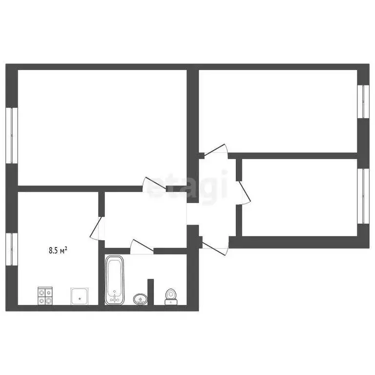 2-комнатная квартира: Тюмень, Боровская улица, 3 (68.6 м) - Фото 1