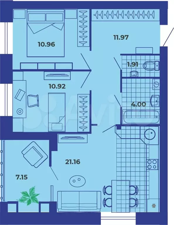 2-к. квартира, 67,1 м, 8/9 эт. - Фото 1