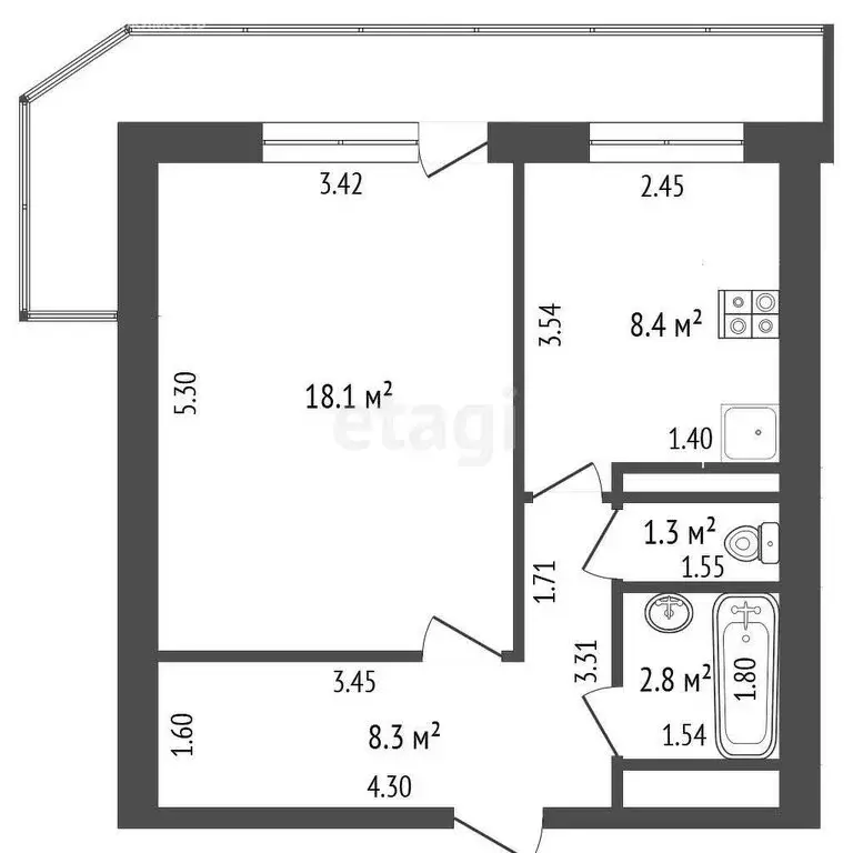 1-комнатная квартира: Калининград, улица Вагнера, 58 (38.9 м) - Фото 0