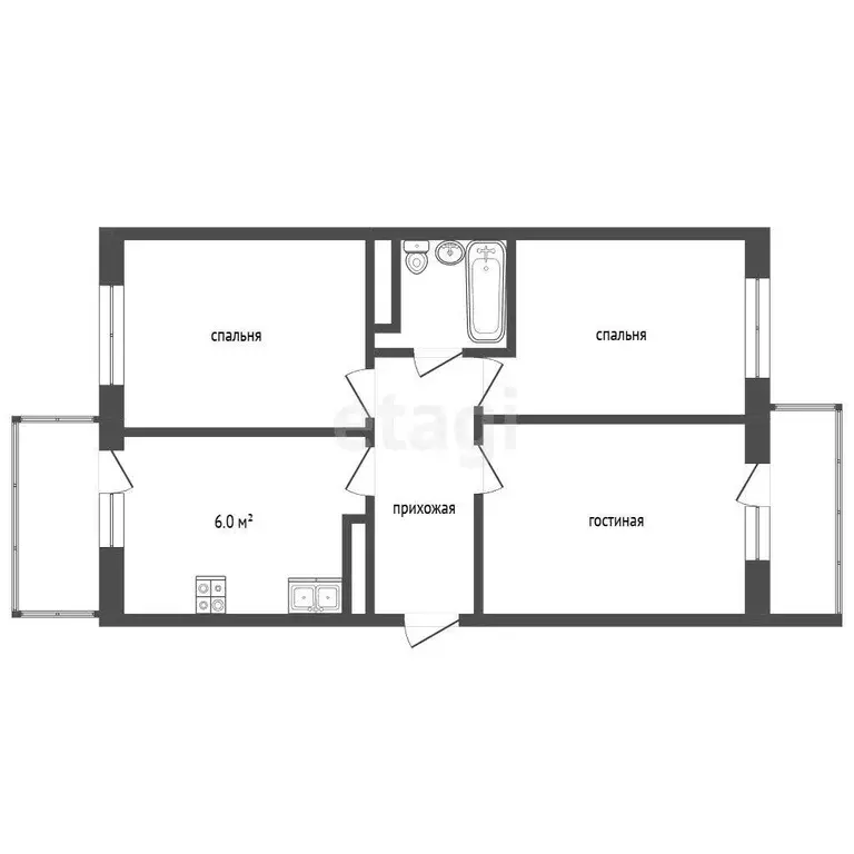 Квартира, 3 комнаты, 69.5 м - Фото 1