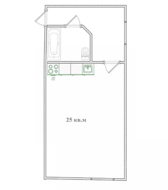 Студия Омская область, Омск ул. Профинтерна, 10 (36.7 м) - Фото 2