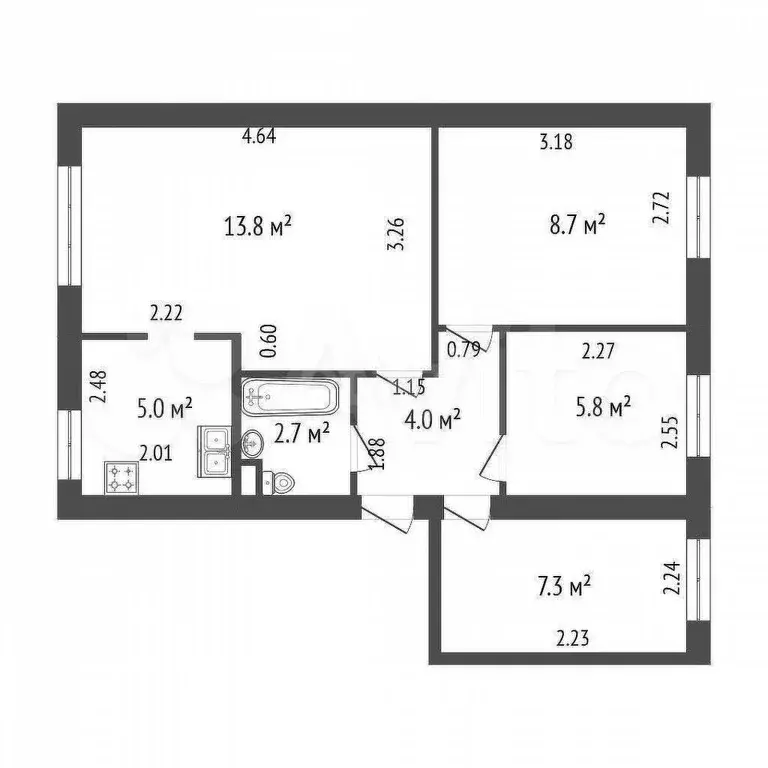 4-к. квартира, 47,3 м, 5/5 эт. - Фото 0