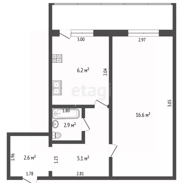 1-к кв. Самарская область, Самара Ново-Садовая ул., 164А (33.1 м) - Фото 2