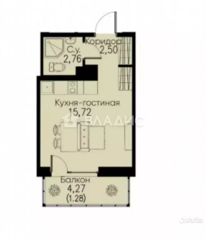 Квартира-студия: Мурино, Романовская улица, 2 (20.8 м) - Фото 1