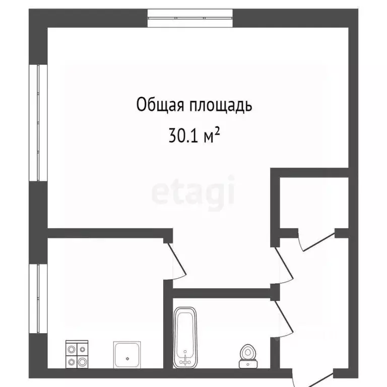 1-к кв. Брянская область, Брянск пер. Фокина, 10 (30.1 м) - Фото 1