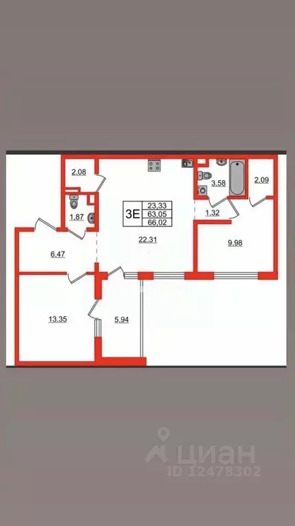 2-к кв. Ленинградская область, Ломоносовский район, Аннинское ... - Фото 2