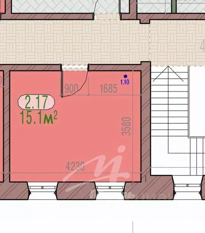 Квартира, 1 комната, 15.1 м - Фото 1